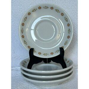 Vintage Shenango China Saucers Anchor Hocking Floral Restaurant Ware Set Of 4
